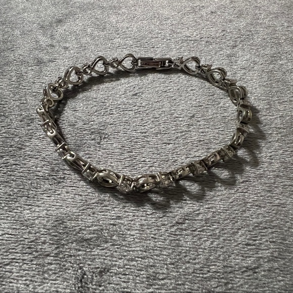 Heart Cutout Stainless Steel CZ Bracelet - Picture 2 of 6